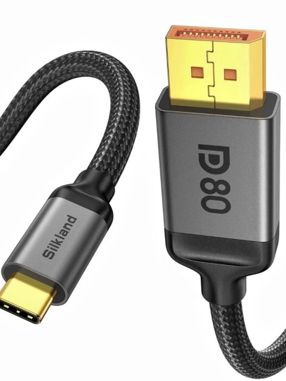Silkland 80Gbps USB C to DisplayPort 2.1 Cable 16K@60Hz 8K@240Hz 6.6FT